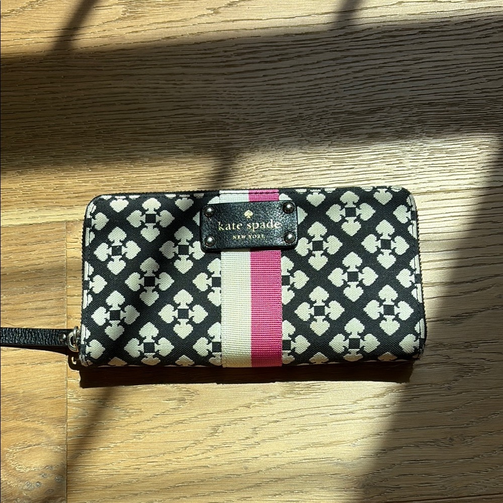 Vintage Kate Spade Patterned Wallet with Pink Accent